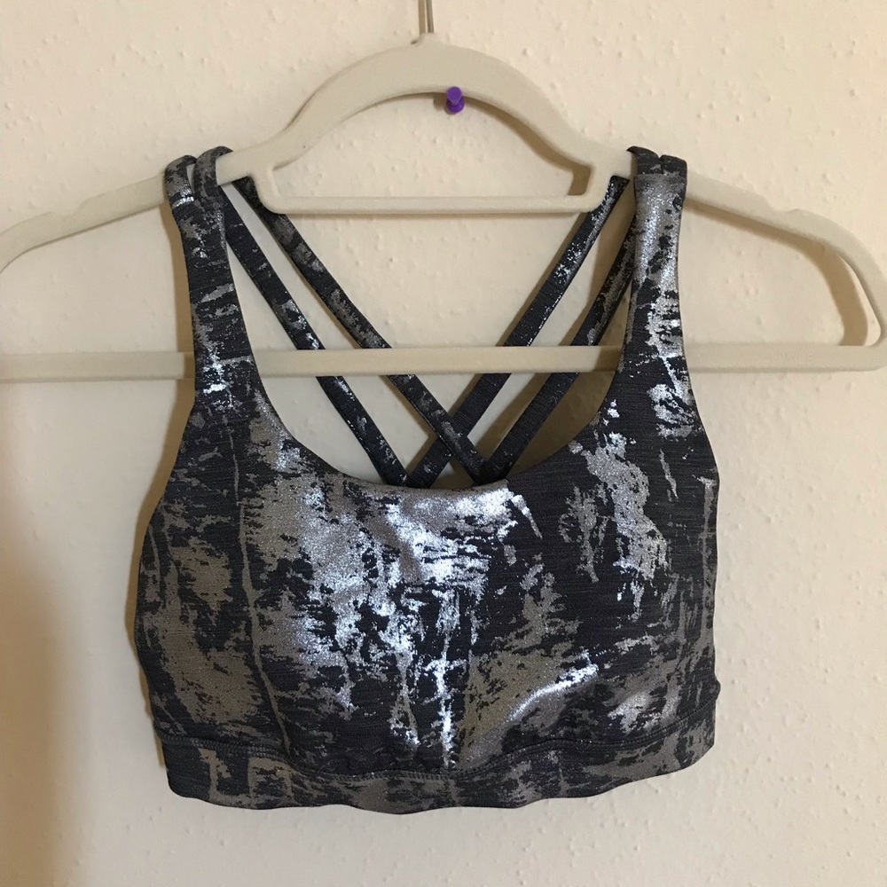 LULULEMON Energy bra yoga grey foil metallic sz 4